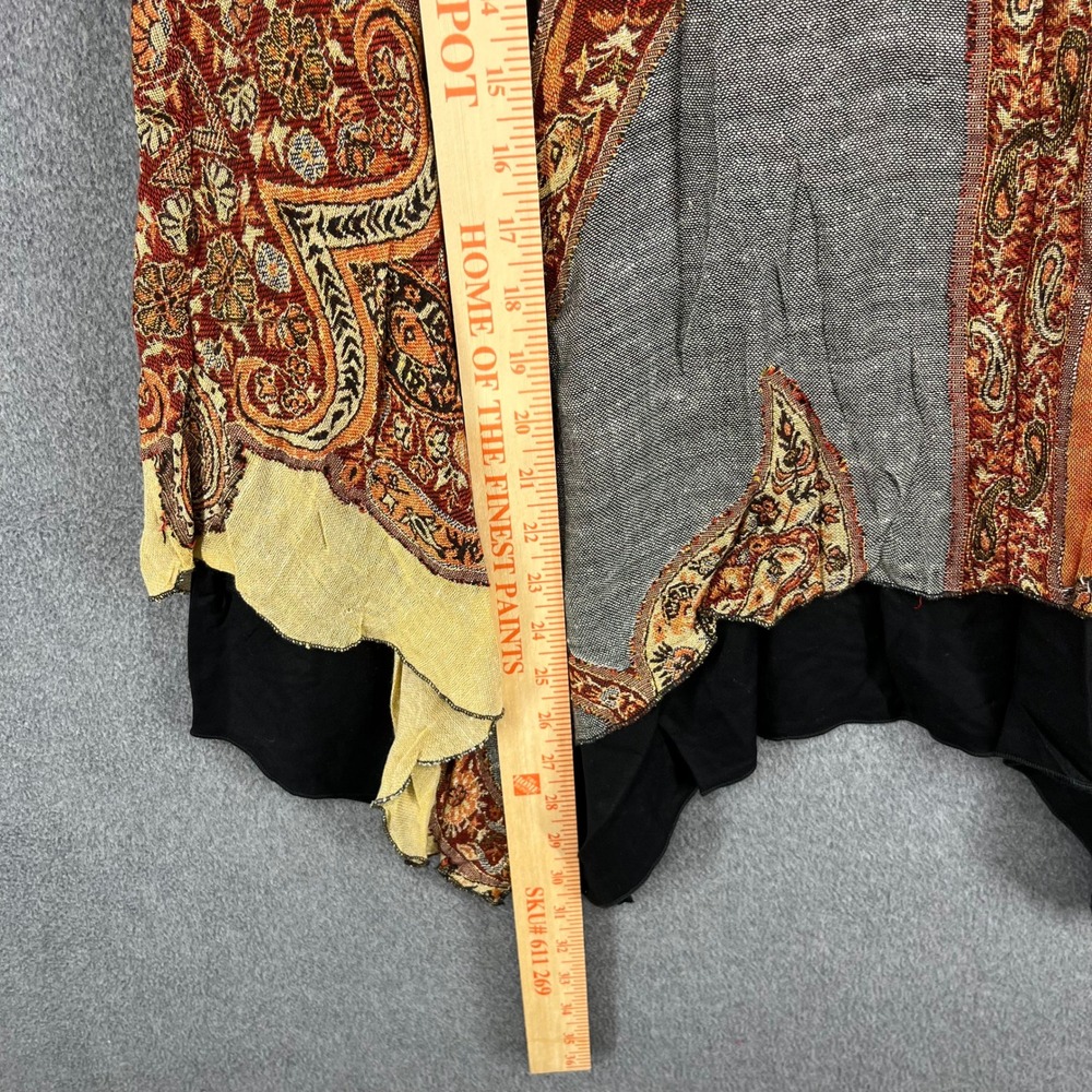 Dimri Paisley Patchwork Handkerchief Hem Skirt Womens L Black Multi Boho Rayon - Picture 7 of 15